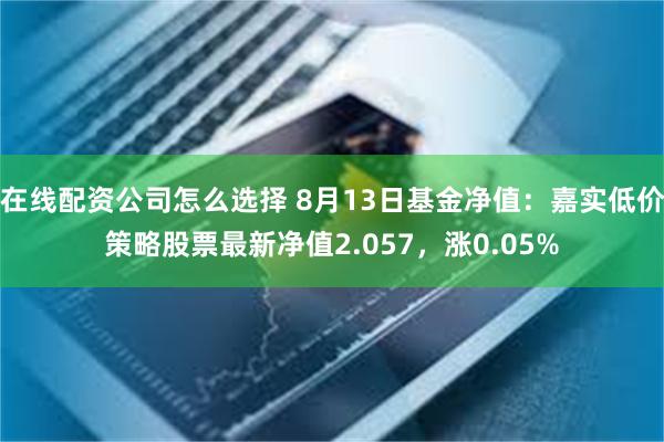 在线配资公司怎么选择 8月13日基金净值：嘉实低价策略股票最新净值2.057，涨0.05%