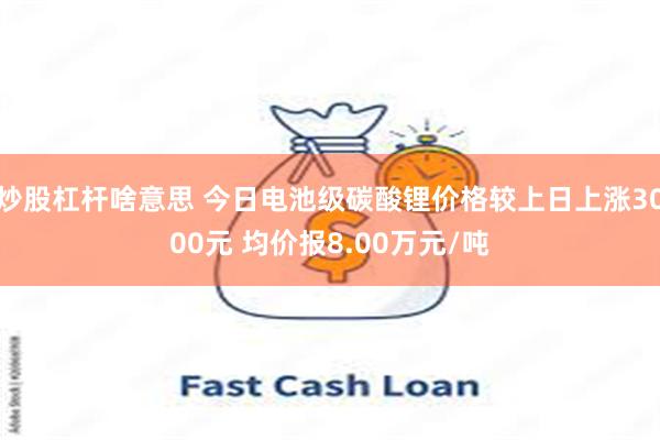 炒股杠杆啥意思 今日电池级碳酸锂价格较上日上涨3000元 均价报8.00万元/吨