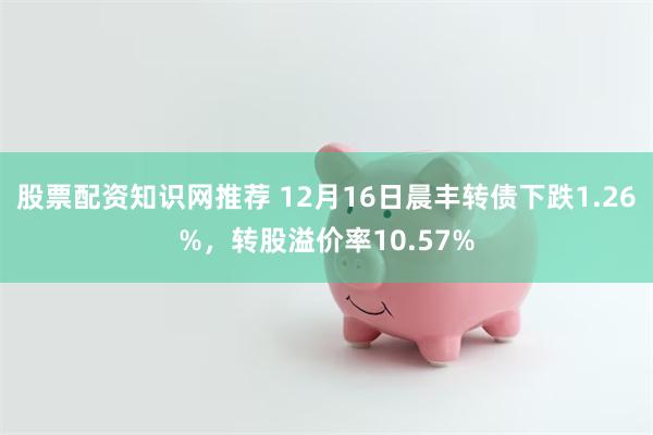 股票配资知识网推荐 12月16日晨丰转债下跌1.26%，转股溢价率10.57%